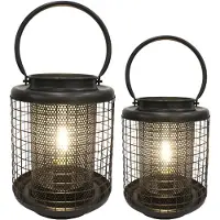 FlinQ Industriële Lantaarn Set - Tafellamp voor buiten -