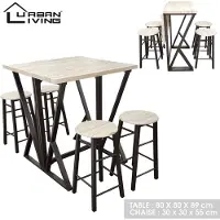 CALICOSY Hoge inklapbare tafel + 4 krukken dock