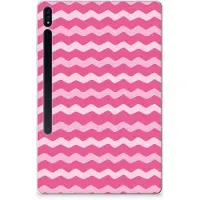 B2Ctelecom Back Cover voor Samsung Galaxy Tab S7 Plus | S8 Plus Hippe Hoes Waves Pink