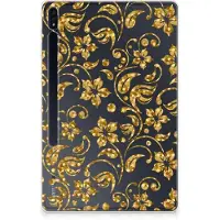 B2Ctelecom Samsung Galaxy Tab S7 Plus | S8 Plus Siliconen Hoesje Gouden Bloemen
