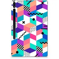B2Ctelecom Samsung Galaxy Tab S7 Plus | S8 Plus Back Cover Blokken Kleurrijk