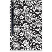B2Ctelecom Samsung Galaxy Tab S7 Plus | S8 Plus Siliconen Hoesje Black Flowers