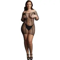 Le Désir - Duo Netmouwen Mini Jurk - One Size Plus Size