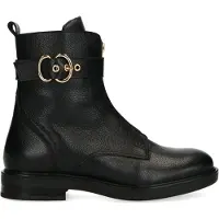 Manfield Zwarte leren biker boots met gesp | Maat 39