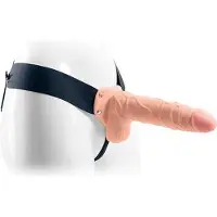 Toyz4Lovers Vibrerende Holle Strap-on met Ballen - Beige