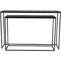 Light & Living Console S/2 102x27x70+122x27x80 cm MANJUTO light brown