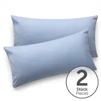 Blumtal - Set Van 2 Kussenslopen - Superzachte Premium Jersey Kussenhoes - 100% Katoen - 40 x 80 cm - Lichtblauw
