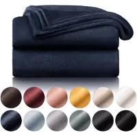 Blumtal - Fleece Deken - Super Zacht Fleece Plaid 130x150 cm - Donker Oceaan Blauw