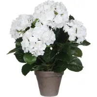Mica Decorations Kunstplant Hortensia - wit - 45 cm - in pot - Kunstplanten/nepplanten