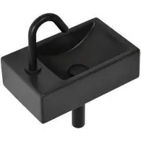 Plieger Houston & Lupo 2.0 fonteinpack m. fontein m. kraangat links, bak rechts 37x23cm incl. toiletkraan zwart, design afv.plug + sifon zwart/zwart 1204003