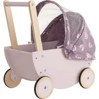 Howa Poppenwagen "Regenboog" van hout met opvouwbare kap