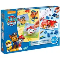 Totum PAW Patrol 2 in1 Knutselset stempelen, kleuren, strijkkralen met Chase en Marshall cadeautip creatief speelgoed