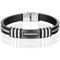 LGT JWLS Siliconen armband LGT Jewels RVS Zwart Zilverkleurig
