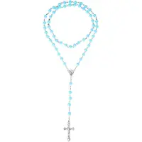 LGT JWLS Turquoise rozenkrans ronde kralen met kruis