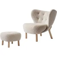 &tradition Little Petra VB1 fauteuil incl. poef ATD1 Witgeolied eikenhout-Karakorum