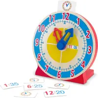 Melissa & Doug Draaiende en leerzame houten klok, blauw, rood, geel, papier, kunststof, hout, geschikt voor kinderen, jongens/meisjes, vanaf 2 jaar, tot 7 jaar
