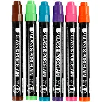 Creativ Company Glas- & Porseleinstiften, Extra Kleuren, 1-3 , Semi-dekkend, 6 Stuk