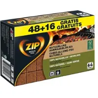Zip Aanmaakblokjes Natuurlijk en Geurloos - 4 x 64 stuks = 256 stuks + Aansteker Lang