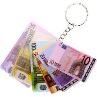 Duckiez sleutelhanger eurobiljetten 6,5 x 4 cm 6-delig