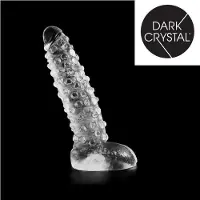 Dark Crystal Geribbelde Dildo 26,5 x 6 cm - transparant