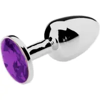 O-products Butt plug aluminium met paars kristal - large