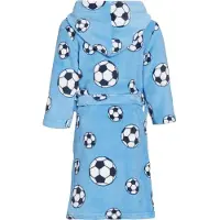 Playshoes fleece badjas Soccer met voetbal dessin lichtblauw All over print - 134/140