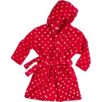 Playshoes fleece badjas Dots met stip dessin rood/wit Stip - 74/80