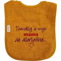Funnies Oker slab met "Toevallig is mijn mama de allerliefste" - lief, kraamcadeautje, cadeau, babyshower, moeder, moederdag