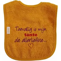 Funnies Oker slab met "Toevallig is mijn tante de allerliefste" - lief, kraamcadeautje, cadeau, babyshower