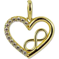 New Bling 9NBSAM-G210247 Gouden Hangertje - Dames - Hartje - 12,5 x 14,7 mm - Zirkonia - Infinity - 14 karaat - Goud