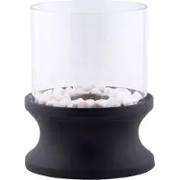 Fancy flames Bioethanol XL sfeerhaard zwart rond 20cm glas 30cm hoog + stenen decoratie
