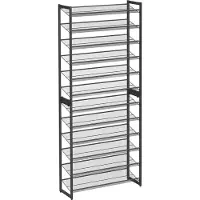Nancy's Charlemont Schoenenrek - 12 Niveaus - 48-60 Paar Schoenen - Metaal - Verstelbare Planken - Zwart - 92,5 x 30,7 x 223 cm