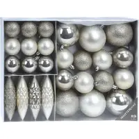 Konges Sløjd Kerstballenset 31 delig Zilver - 31 stuks - Kerstbal - Kerstversiering