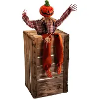 Carnival Toys decoratiepop led-pompoen 27 x 32 cm hout oranje