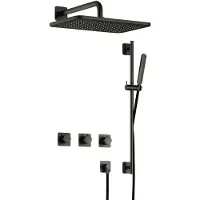Hotbath Gal IBSGL70 inbouw regendoucheset met staafhanddouche aan glijstang en 27x40cm rechthoekige hoofddouche aan 40cm wandarm geborsteld gunmetal P