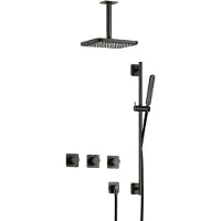 Hotbath Gal IBSGL70 Inbouw Doucheset Met 2 Stopkranen Met Plafondbuis En Glijstang - Geborsteld Gunmetal PVD - Kranen, Douchekranen, Douchesets, - Kranen, Douchekranen, Douchesets, Inbouw douchesets