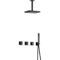Hotbath Gal IBSGL70 Inbouw Doucheset Met 2 Stopkranen Met Plafondbuis - Geborsteld Gunmetal PVD - Kranen, Douchekranen, Douchesets, Inbouw Douchesets - Kranen, Douchekranen, Douchesets, Inbouw