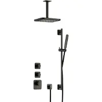 Hotbath Gal IBS40 High Flow inbouw regendoucheset met staafhanddouche aan glijstang en 22cm vierkante hoofddouche aan 15cm plafondarm geborsteld gunme