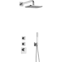 Hotbath Gal IBS40 inbouw regendoucheset met staafhanddouche aan houder en 22cm vierkante hoofddouche aan 35cm wandarm chroom