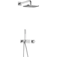 Hotbath Gal IBS41 inbouw regendoucheset met staafhanddouche aan houder en 22cm vierkante hoofddouche aan 35cm wandarm chroom