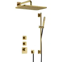 Hotbath Gal IBS40 High Flow inbouw regendoucheset met staafhanddouche aan glijstang en 27x40cm rechthoekige hoofddouche aan 35cm wandarm geborsteld me
