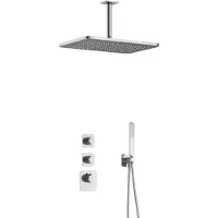 Hotbath Gal IBS40 High Flow inbouw regendoucheset met staafhanddouche aan houder en 27x40cm rechthoekige hoofddouche aan 15cm plafondarm chroom