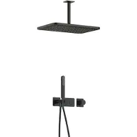Hotbath Gal IBS41 Inbouw Doucheset Met 2 Pushbuttons Met Plafondbuis En Gl106 - Geborsteld Gunmetal PVD - Kranen, Douchekranen, Douchesets, Inbouw - Kranen, Douchekranen, Douchesets, Inbouw douchesets