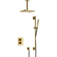 Hotbath Gal IBS40ABBP inbouwdouche met plafondbuis en glijstang geborsteld messing PVD