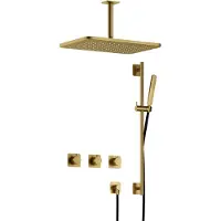 Hotbath Gal IBSGL70BBP inbouwdouche met plafondbuis, glijstang en 27x40cm hoofddouche geborsteld messing PVD