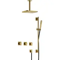 Hotbath Gal IBSGL70BBP inbouwdouche met plafondbuis en glijstang geborsteld messing PVD
