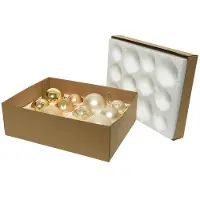 Décoris Kerstballen glas mix box 12stuks goud goud Glas Kersthanger