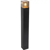QAZQA Staande buitenlamp zwart 70 cm IP44 met smoke glass - Denmark