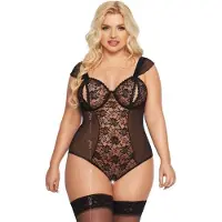 Softline - Dora -Kanten Body- zwart- grote maten XL