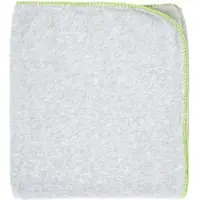 Estwing Zachte plaid 130x150cm Nico| grijze melange fleece met groen stiksel.